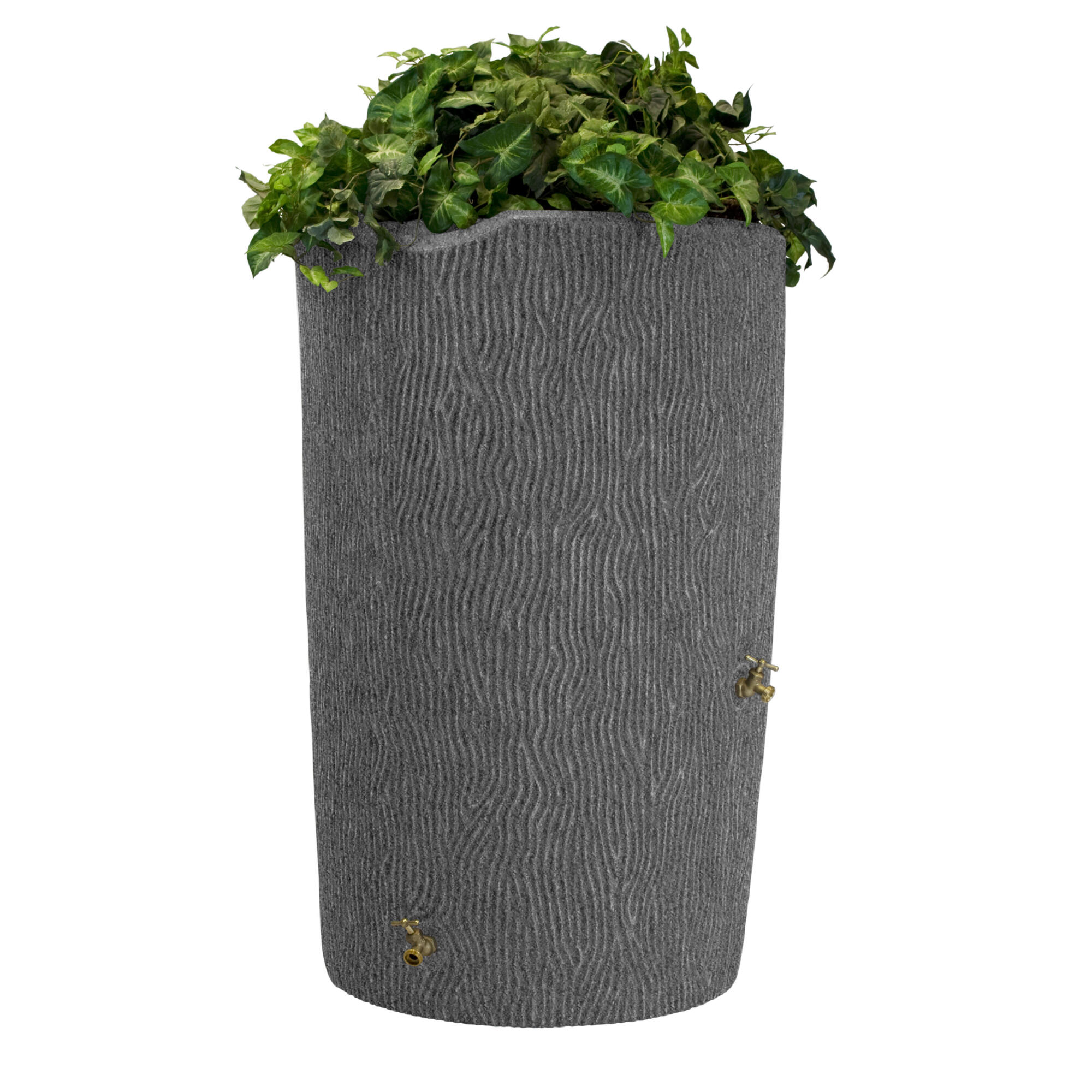 Good Ideas Impressions Bark Rain Saver Barrel — 90 Gallons, Dark Granite, Tree Trunk Texture, Model# IMP-C90-DAR